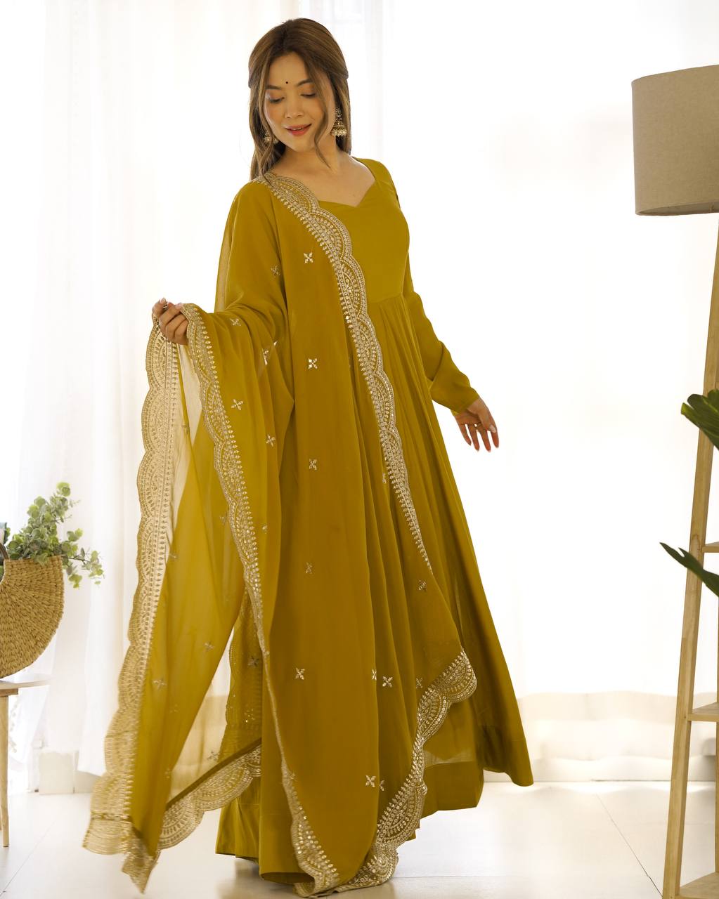 Haldi Functions Special New Mustard Gown Collection.