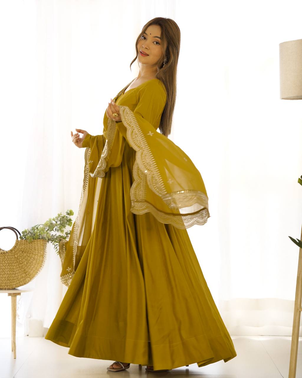 Haldi Functions Special New Mustard Gown Collection.