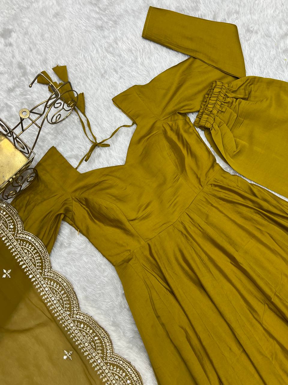 Haldi Functions Special New Mustard Gown Collection.