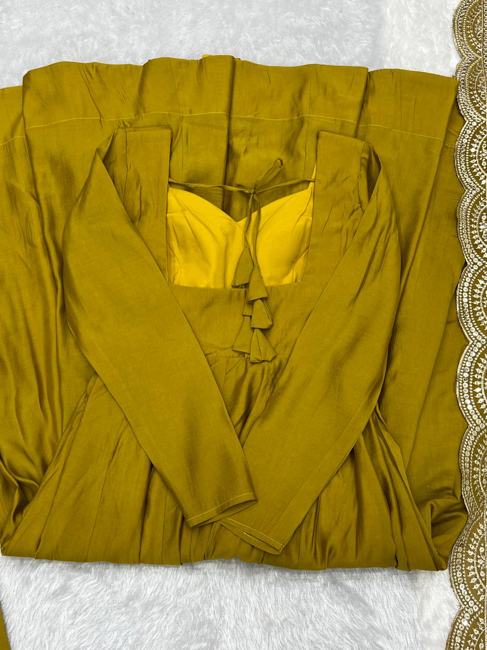 Haldi Functions Special New Mustard Gown Collection.