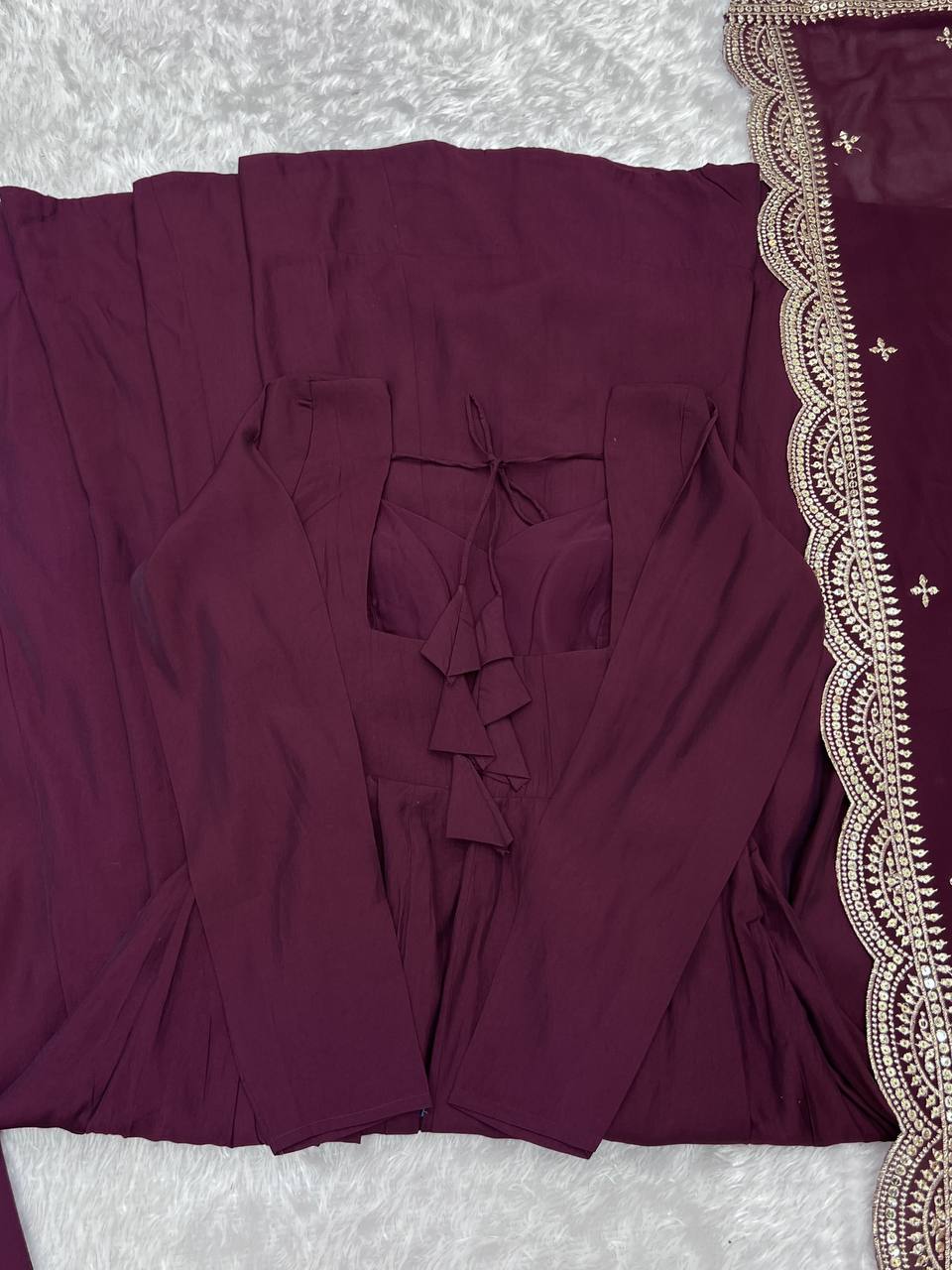 Beautiful Wine Colour Wedding Wear Special Gown Collection.