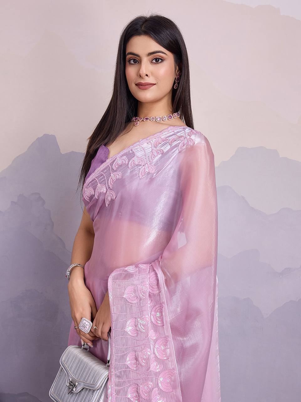 Pretty Pink Designer Party Wear Saree Collection.