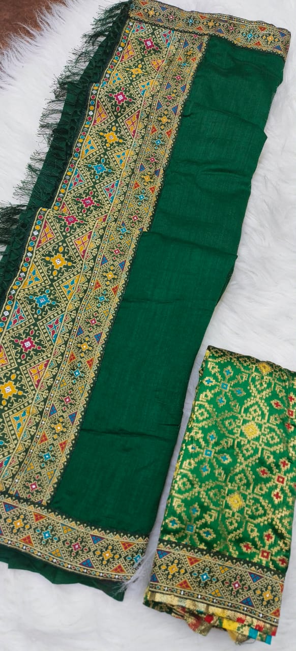 Green Colour Pretty Occasion Wear Special Vichitra Silk Saree Collection.