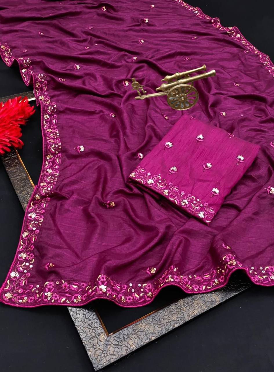 Latest New Designer Vichitra Silk Saree.