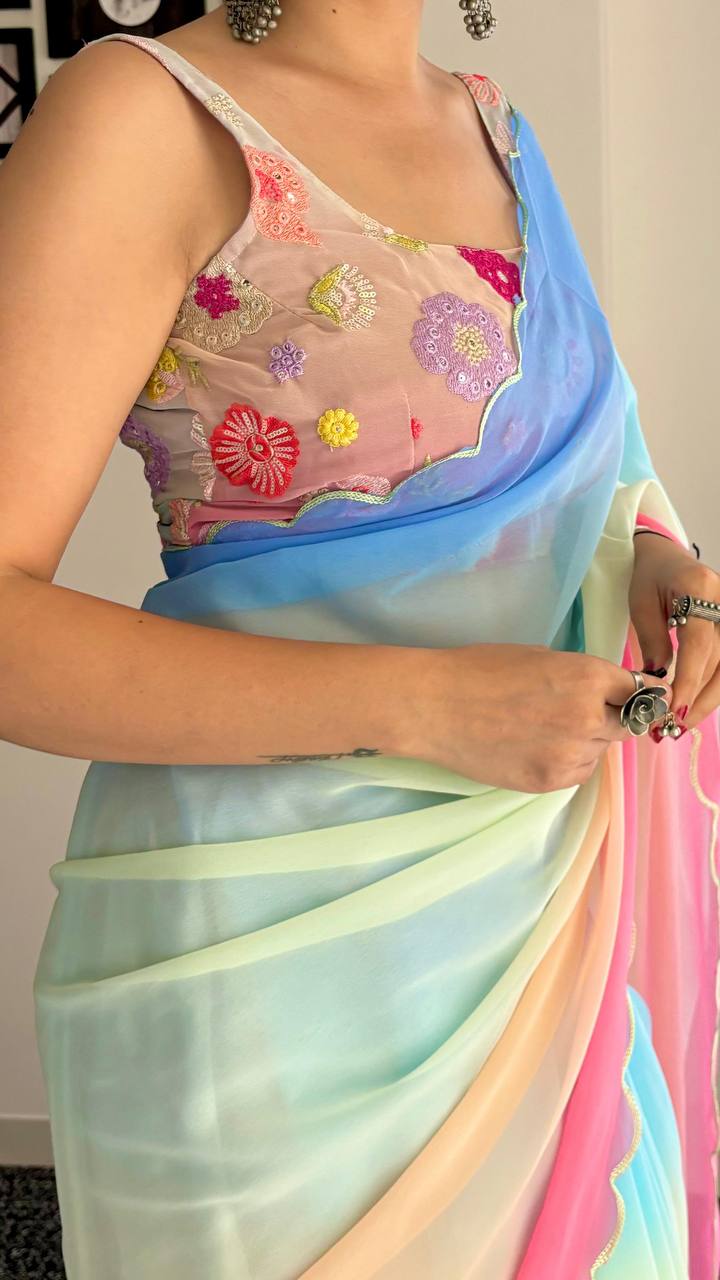 Rocky aur Rani Cupcake Soft Georgette Saree Collection.