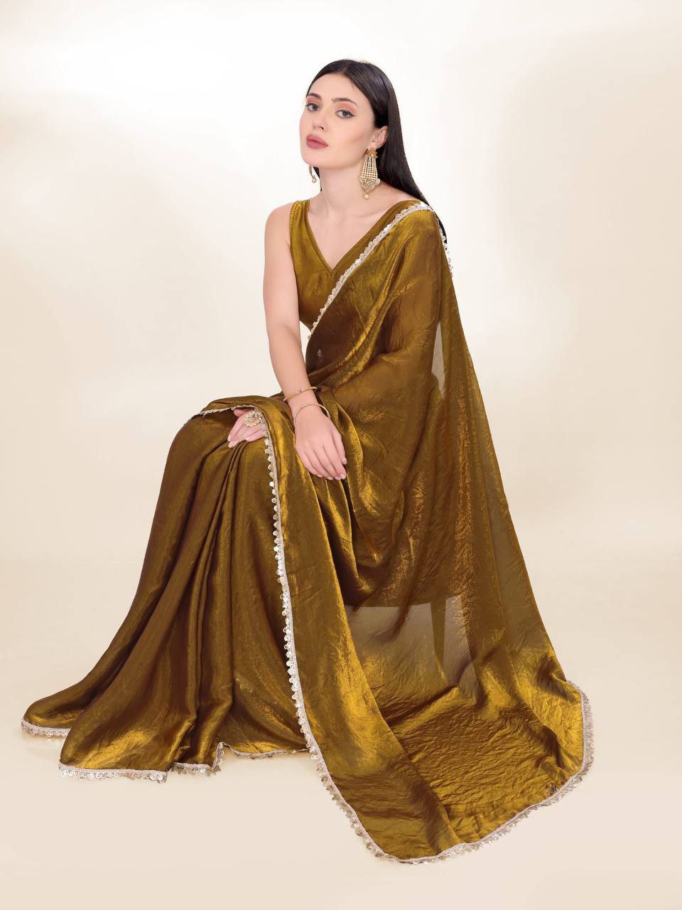 Cocktail Party Wear Fendy Silk Saree Collection.