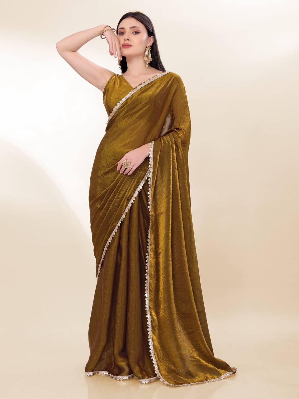 Cocktail Party Wear Fendy Silk Saree Collection.