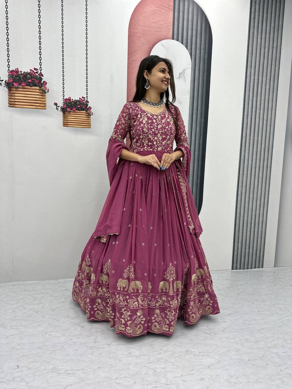 Heavy Faux Georgette Designer Gown Collection.
