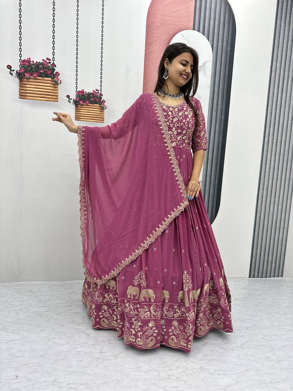Heavy Faux Georgette Designer Gown Collection.