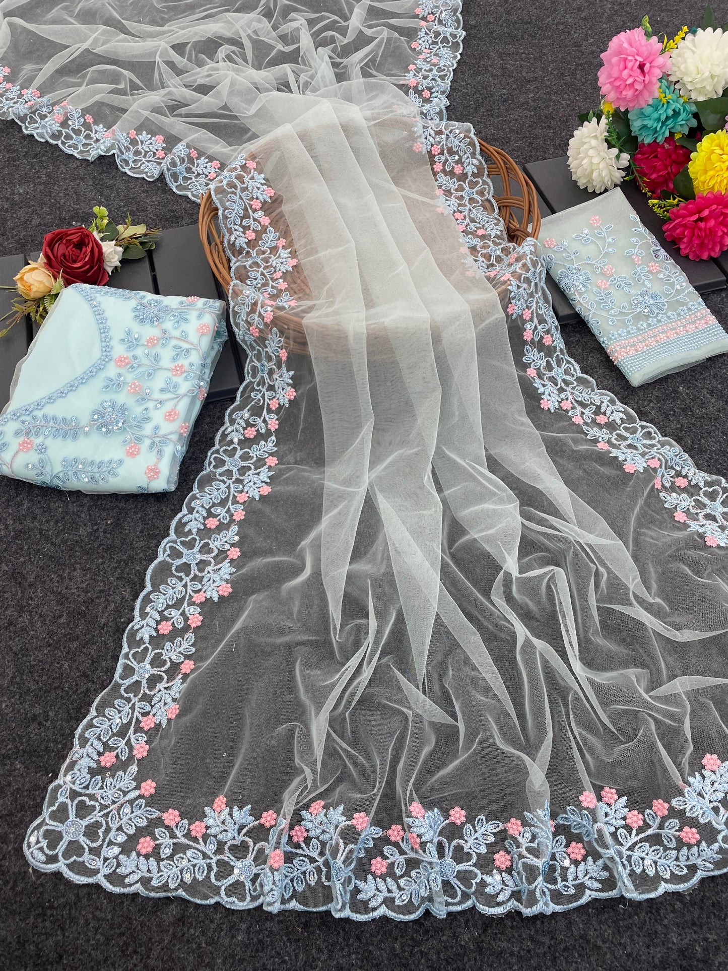 Amazing Designer Butterfly Mono Net Saree Collection.