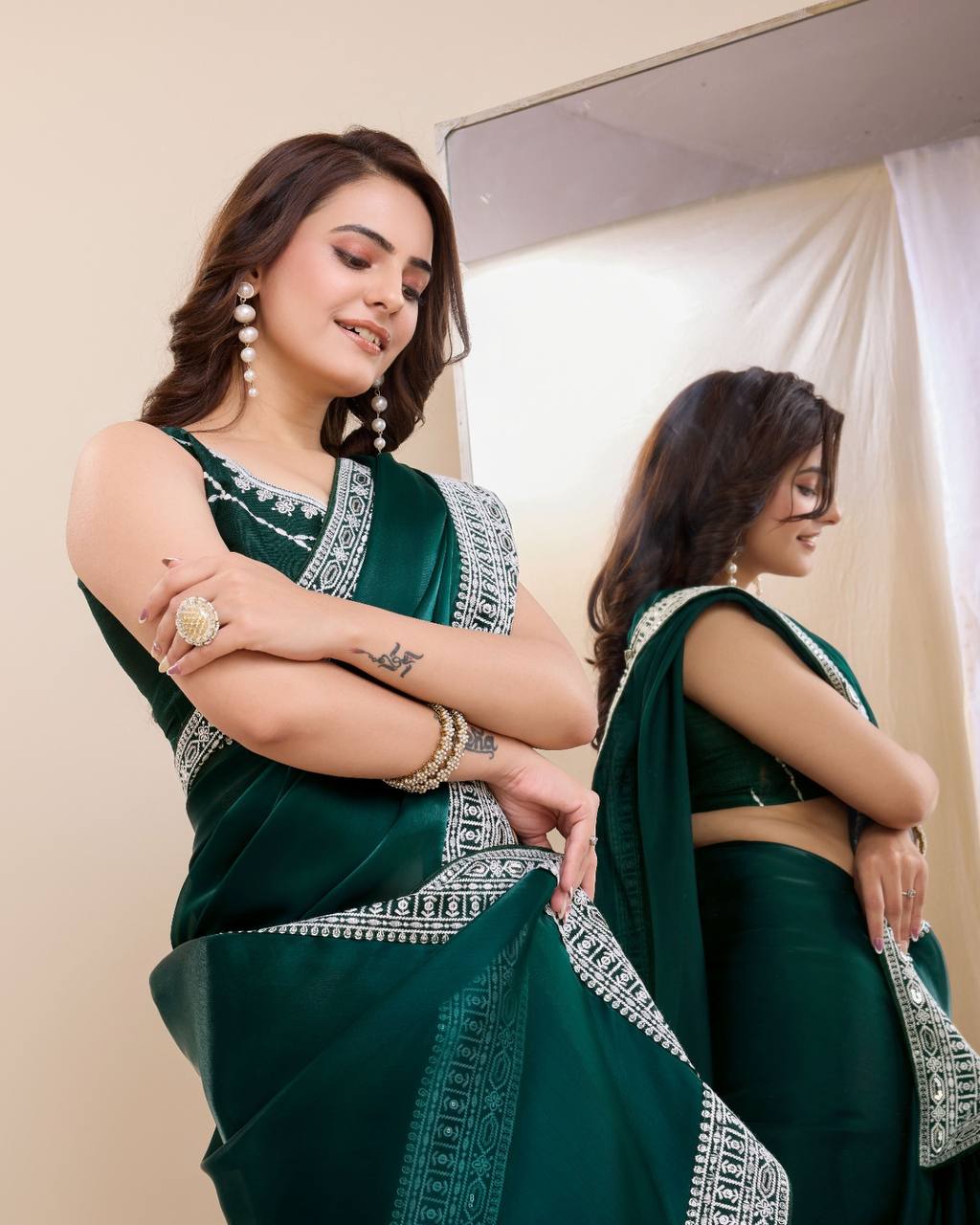 Beautiful Premium Soft Zimmy Chu Party Wear Saree.