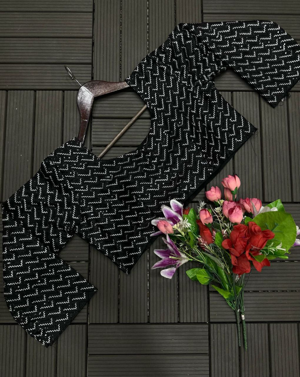 Party Wear Ready To Wear Black Saree.