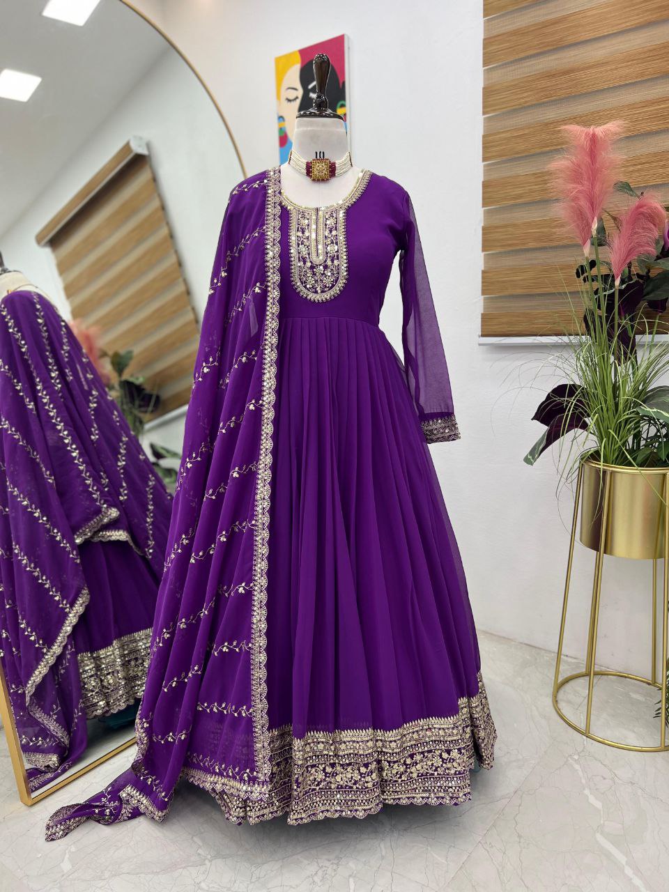 New Designer Party Wear Purple Gown Collection.