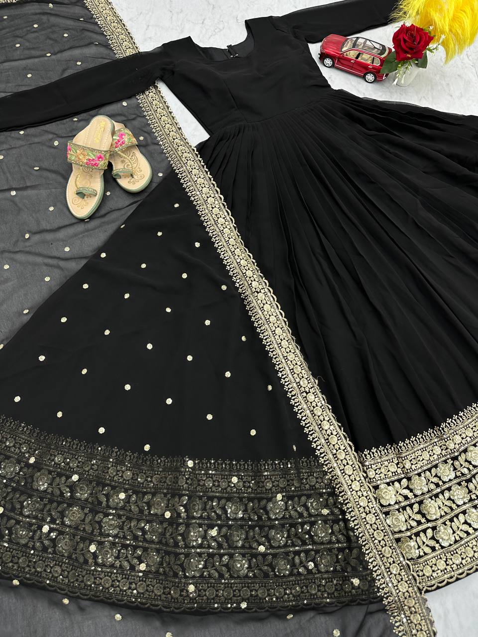 Latest Trendy Designer Party Wear Black Gown.