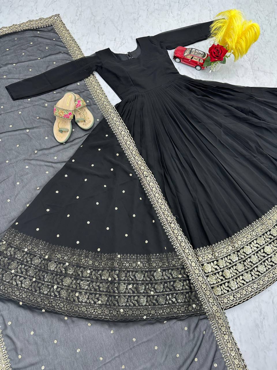 Latest Trendy Designer Party Wear Black Gown.