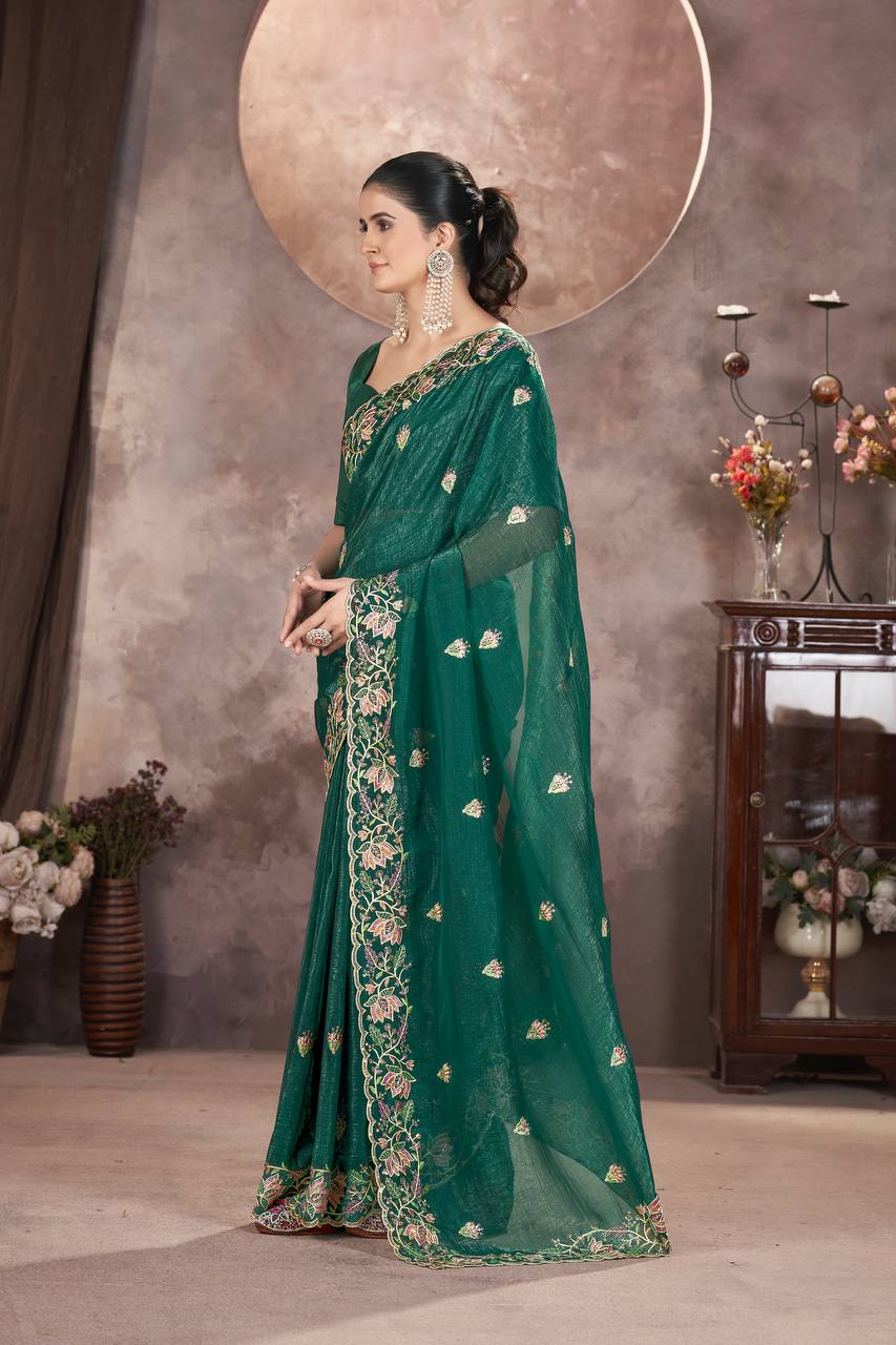 Occasion Wear Special New Gold Crunchy Saree Collection.