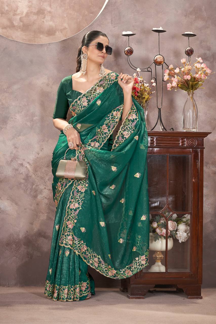 Occasion Wear Special New Gold Crunchy Saree Collection.