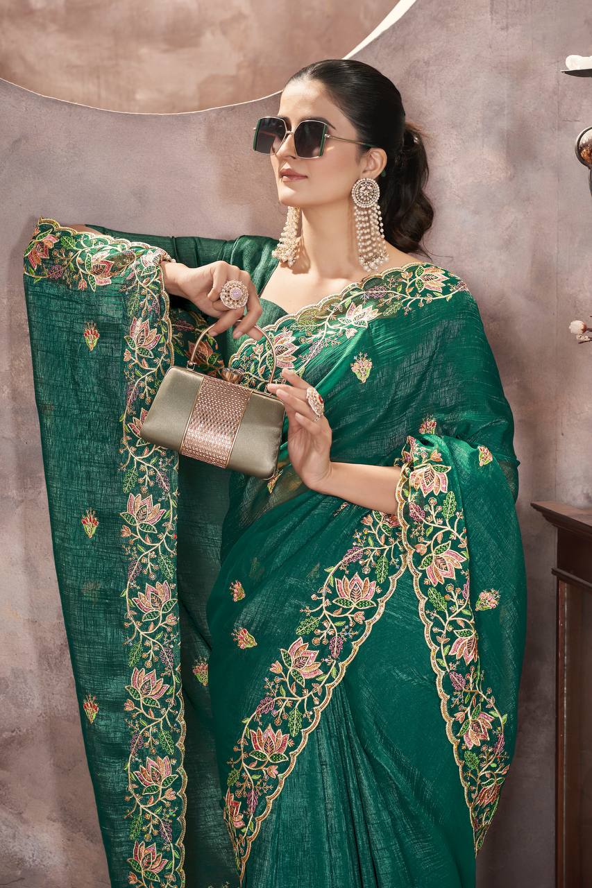 Occasion Wear Special New Gold Crunchy Saree Collection.