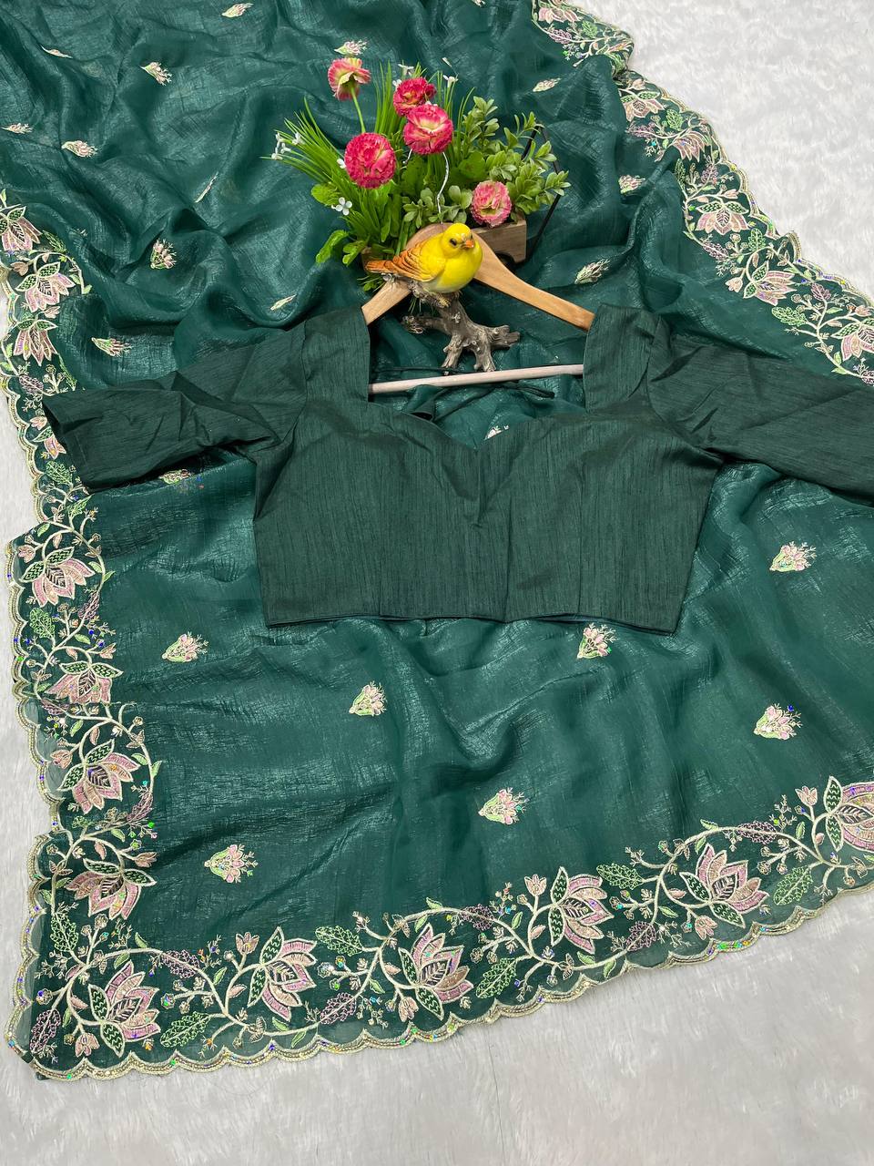 Occasion Wear Special New Gold Crunchy Saree Collection.