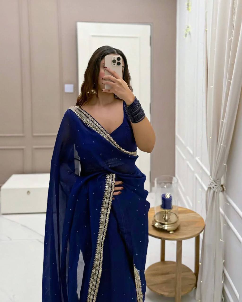 Most Trendy Designer Party Wear Blue Saree Collection.