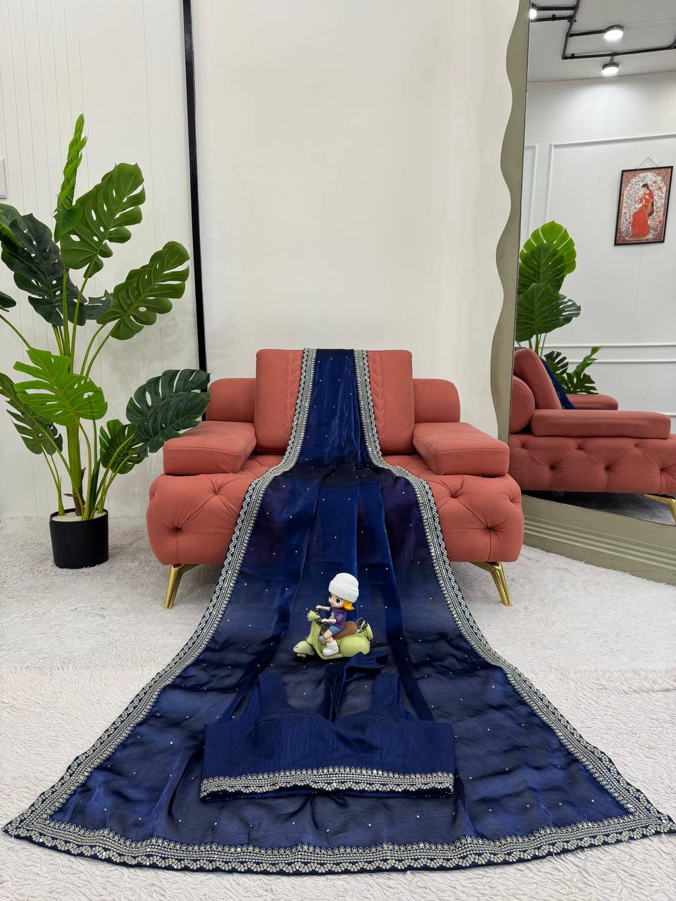 Most Trendy Designer Party Wear Blue Saree Collection.