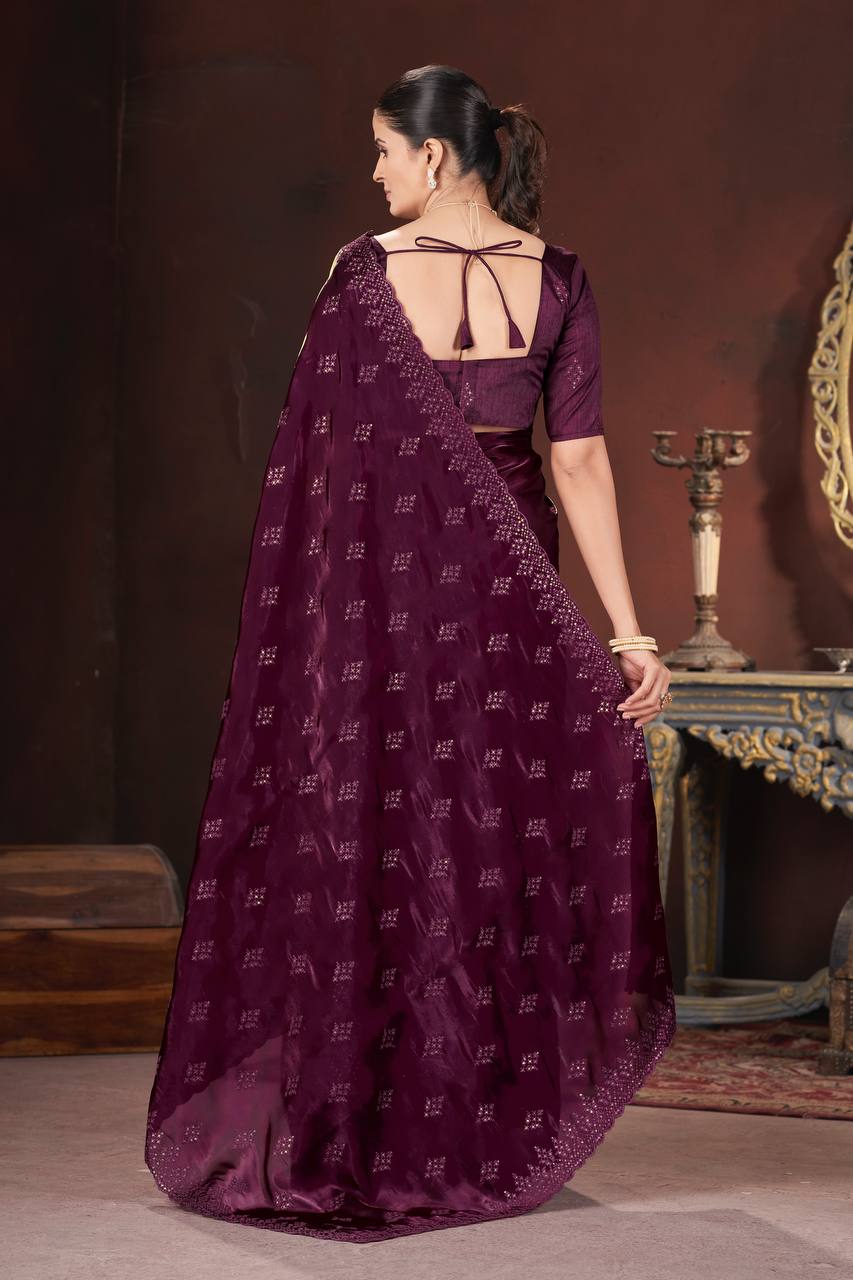 Beautiful Embroidery Sequence Work Saree Collection.