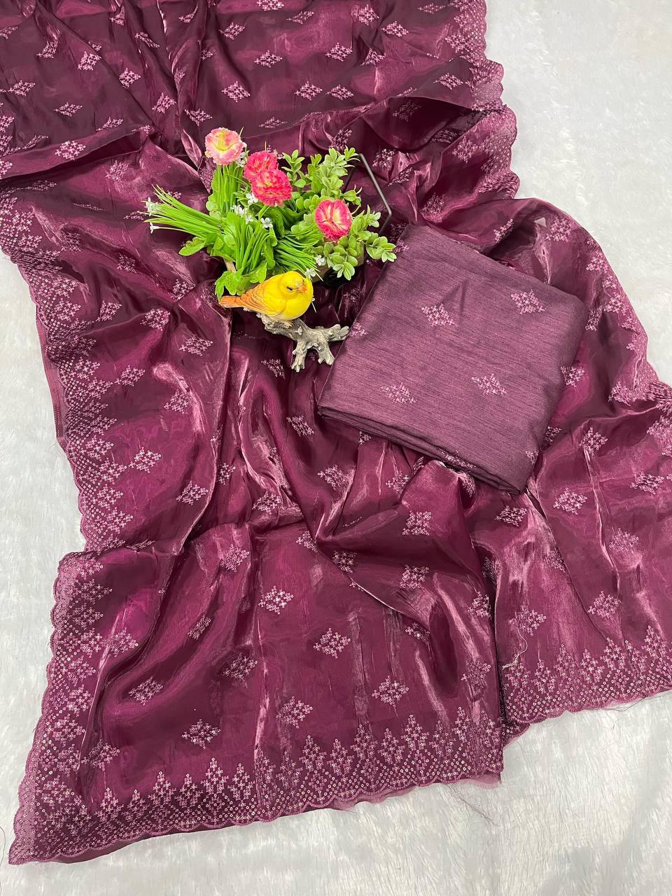 Beautiful Embroidery Sequence Work Saree Collection.