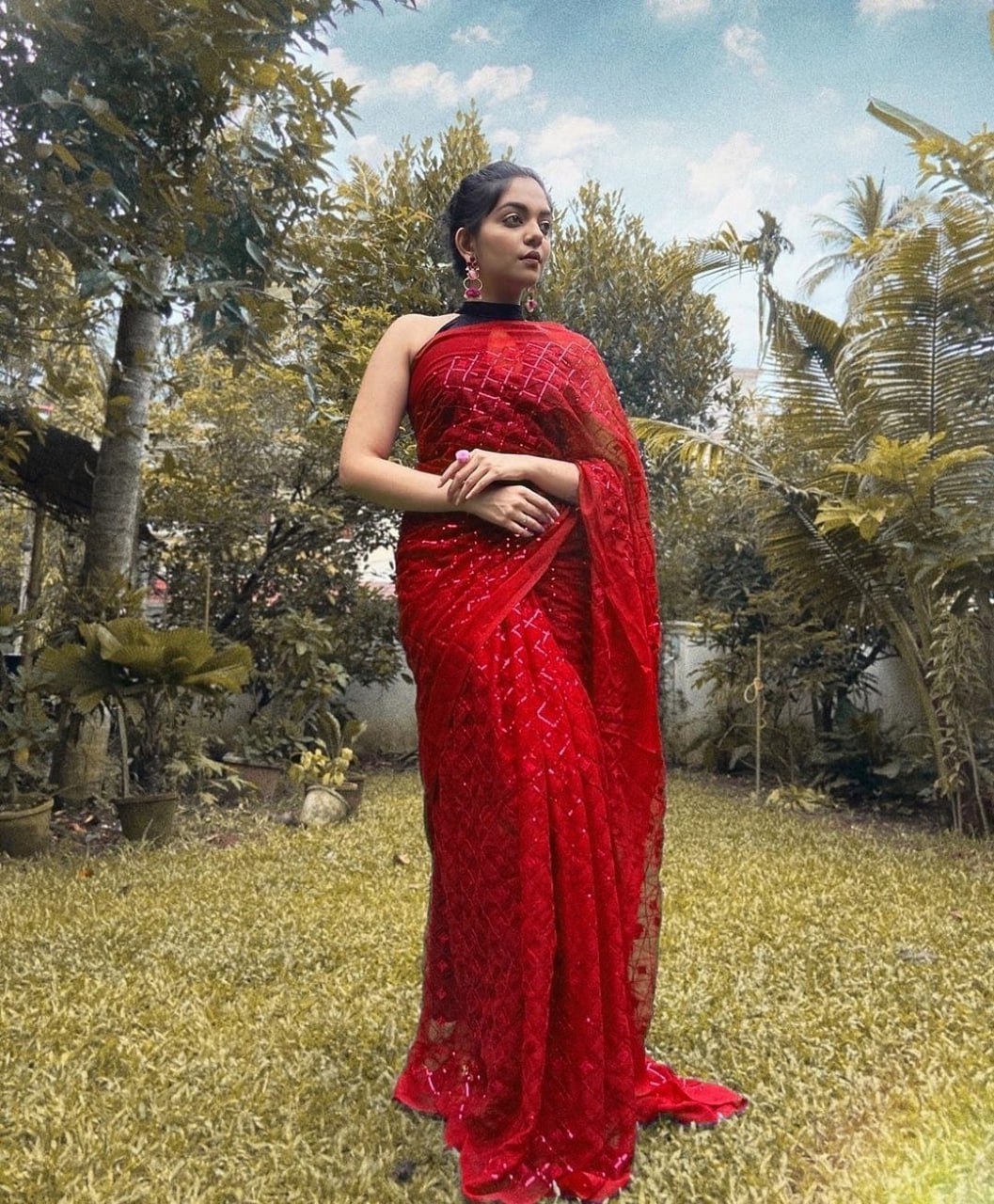 Weddings Wear Special Red Georgette Saree.