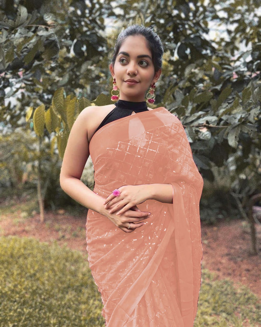 Fancy Sequence Work Georgette Saree.