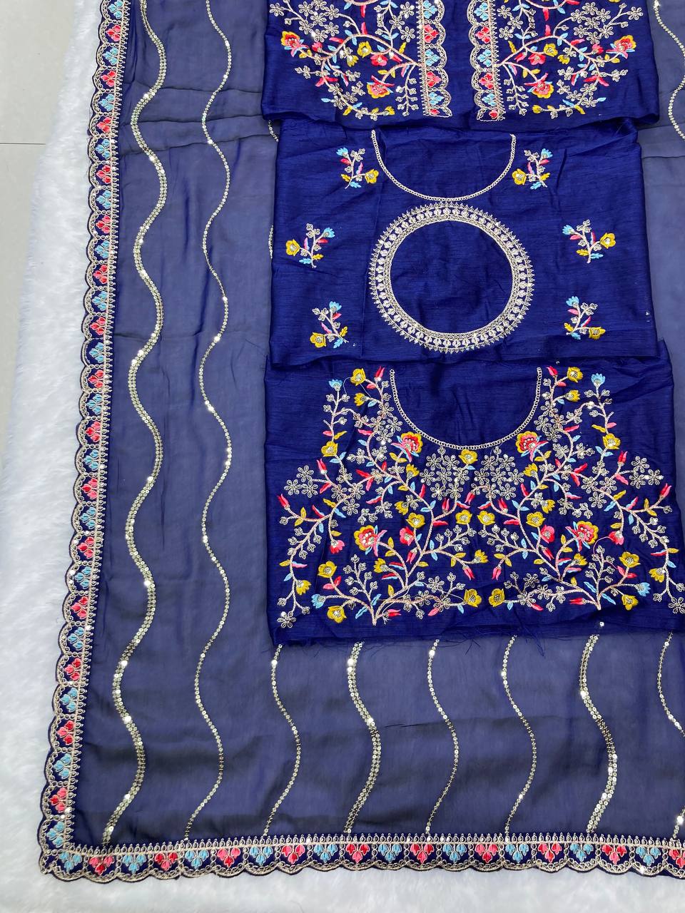 Gorgeous Look Premium Soft Rangoli Silk Blue Colour Pretty Designer Saree.