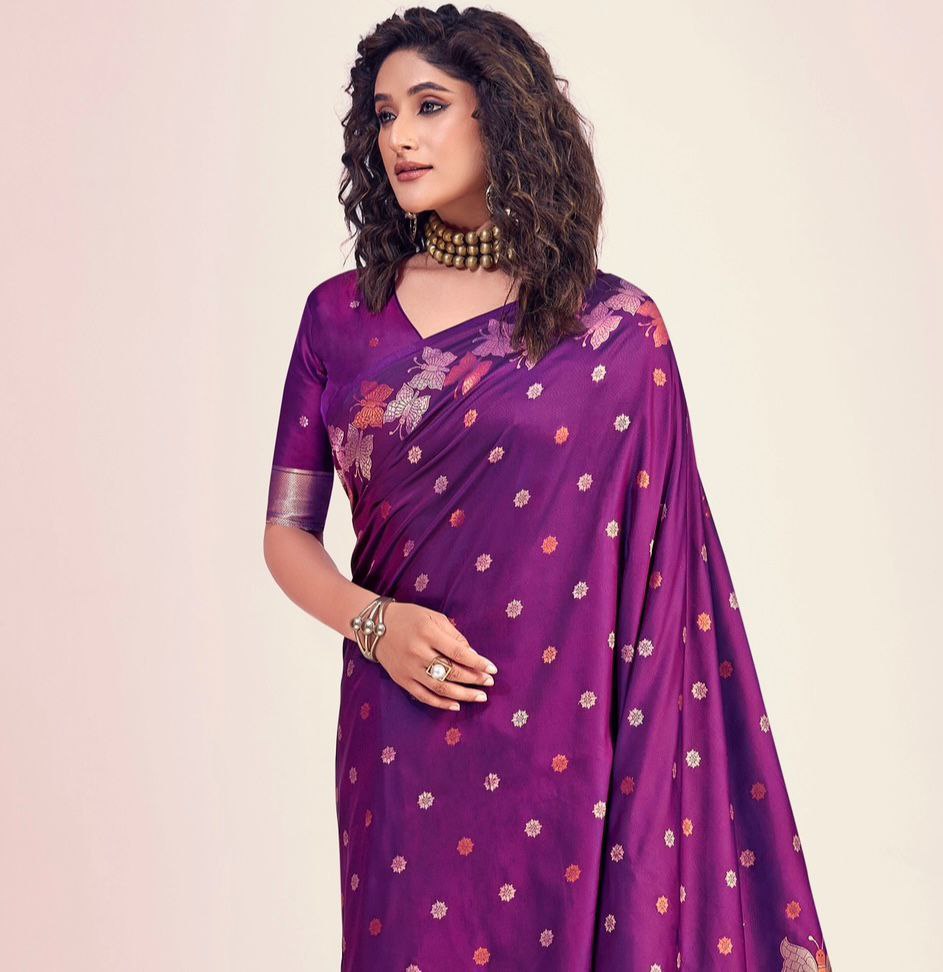 Trendy Designer Heavy Lichi Silk Saree Collection.