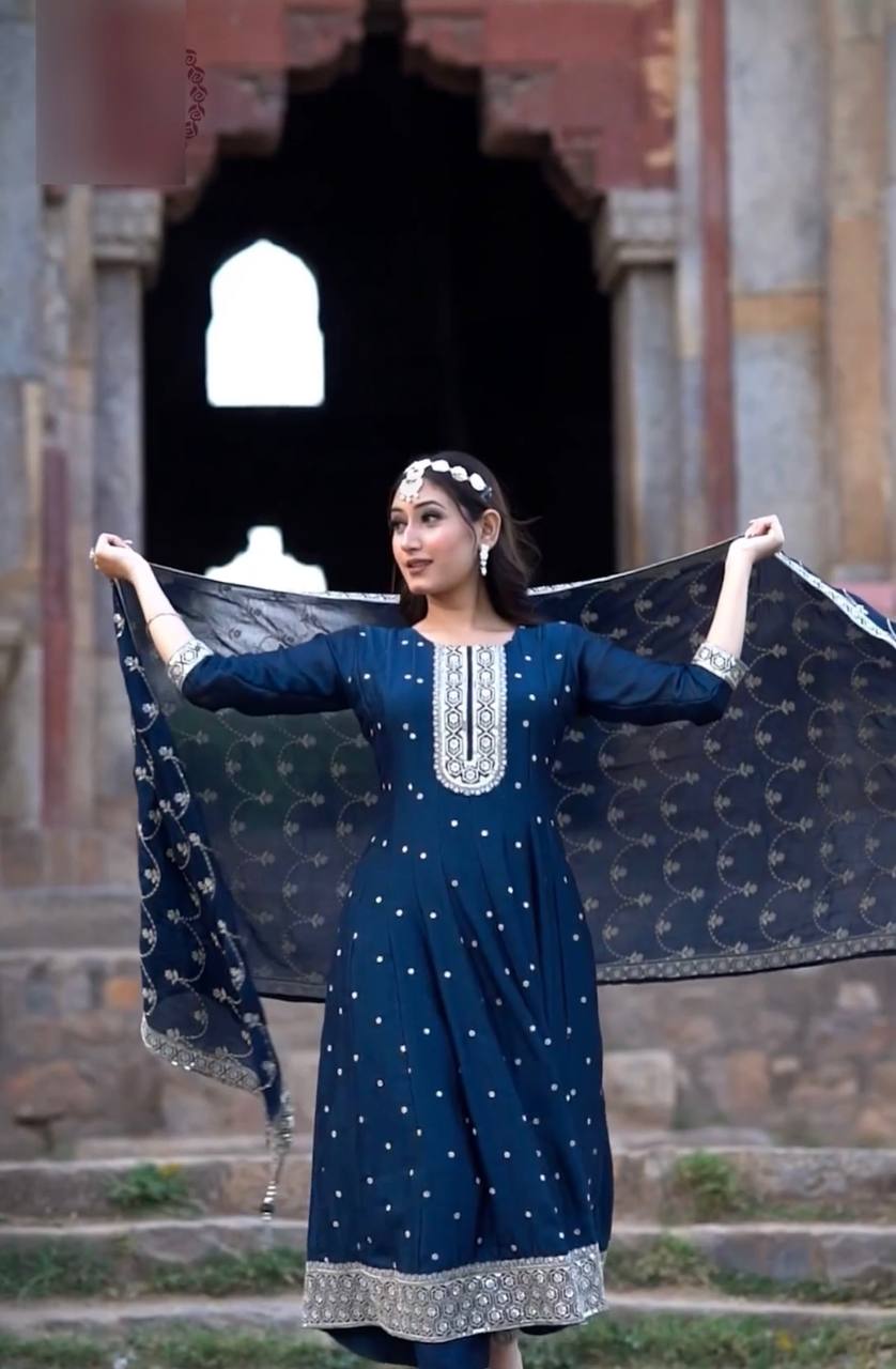 Latest Designer Wedding Wear Special Blue Gown Collection.