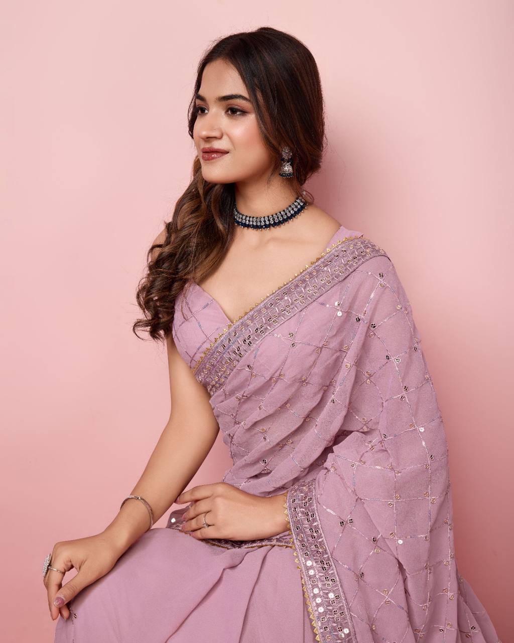 New Designer Latest Georgette Sequence Work Saree.