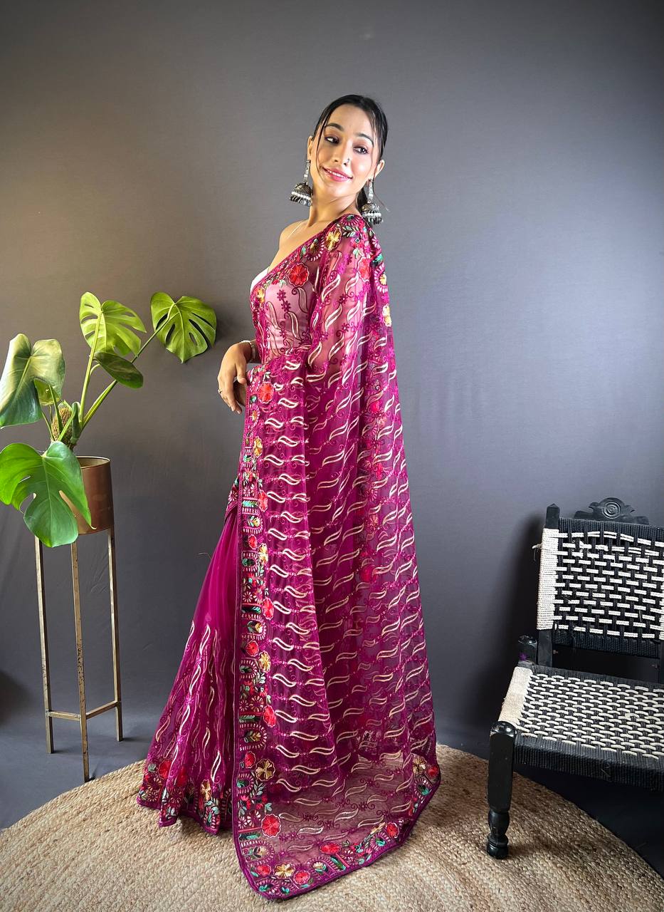 Premium Designer Heavy Butterfly Soft Net Saree Collection.