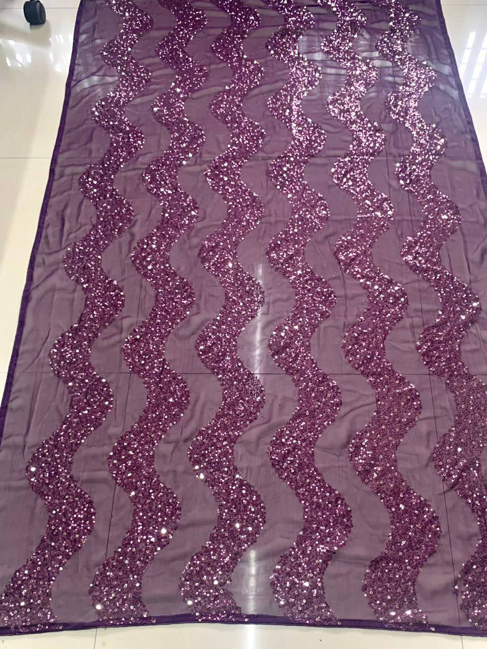 Party Wear Special Designer Premium Heavy Georgette Wine Color Saree.
