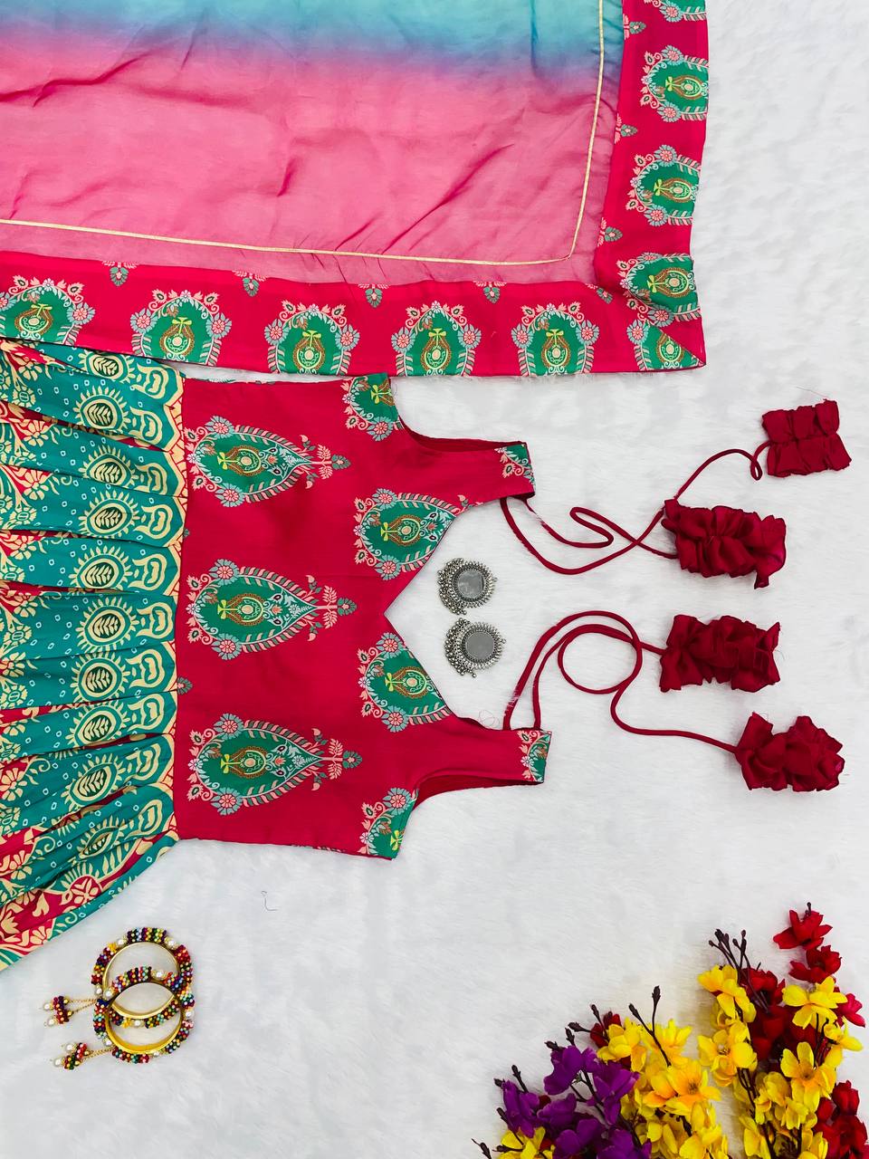 Multi Colored New Embroidery Work Gown With Pent With Dupatta.