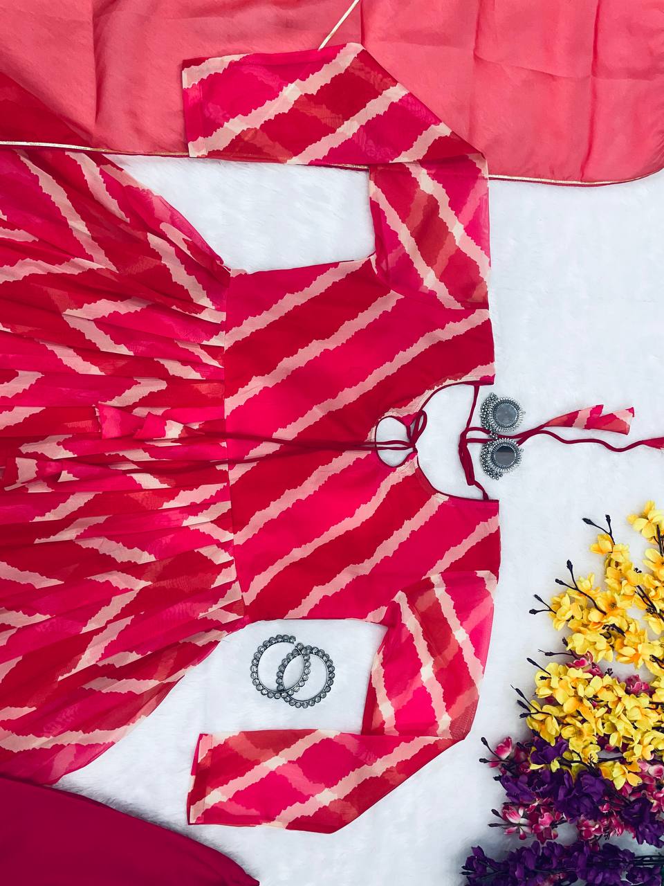 Presenting A New Tebby Silk Laheriya Print Gown With Duppata and Pent.