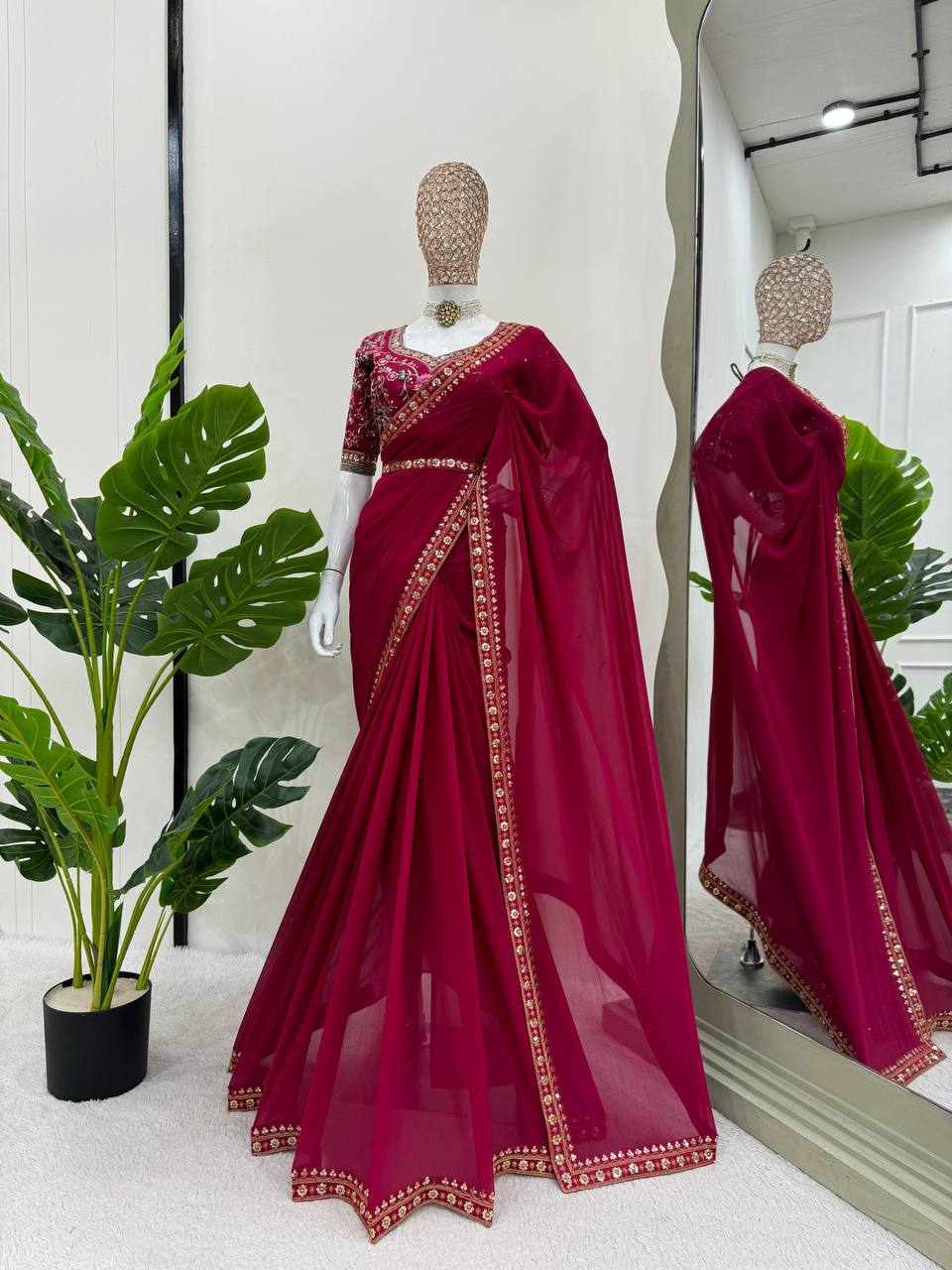 Pretty Red Colour Wedding Functions Special New Saree Collection.