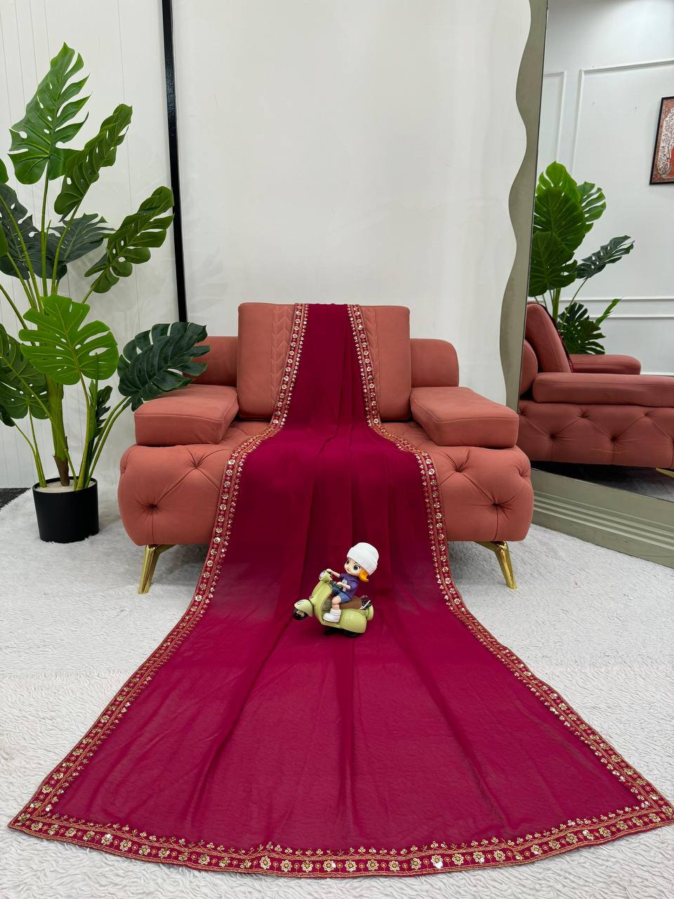 Pretty Red Colour Wedding Functions Special New Saree Collection.
