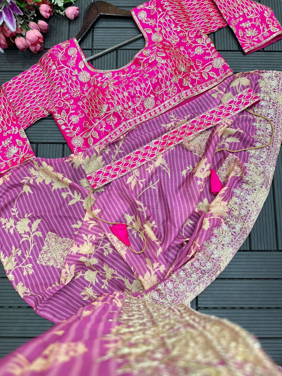 Pretty Designer Apple Organza Ready To Wear Saree Collection.