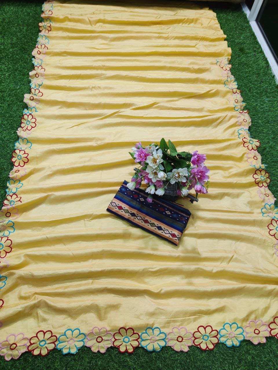 Most Trendy Yellow Heavy Dolla Silk saree collection.