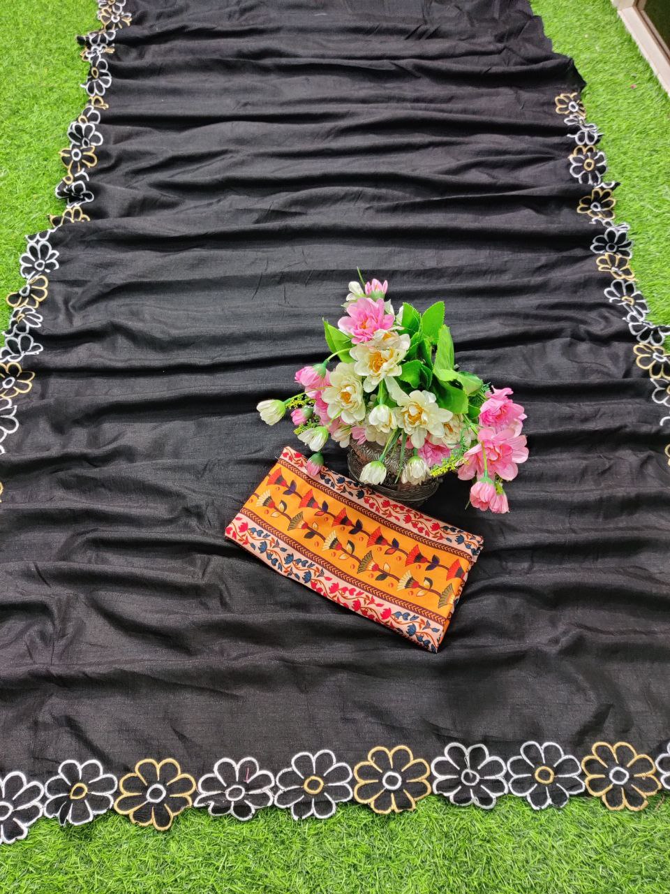 Beautiful Heavy Dolla Silk Black Saree Collection.