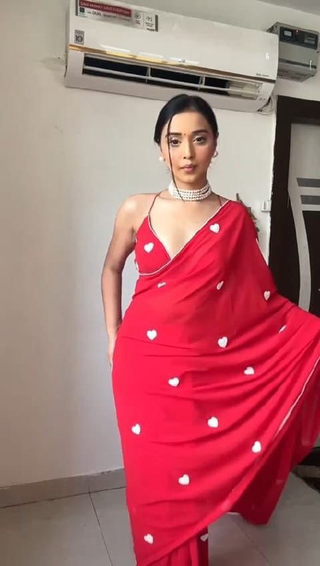 Latest Premium Georgette Red Ready To Wear Saree.