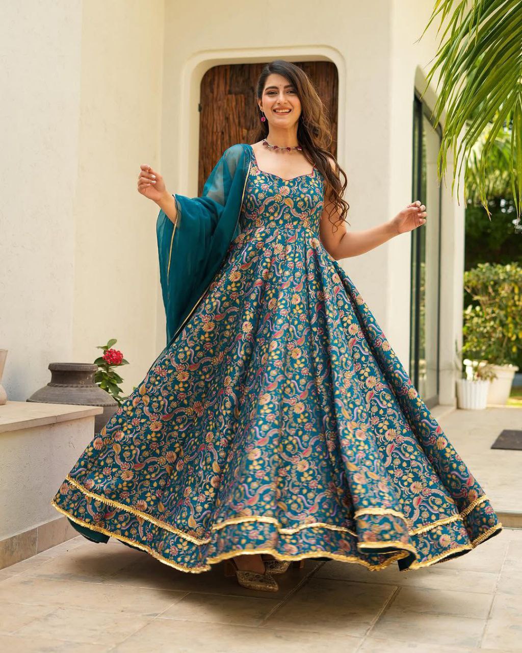 Pretty Designer Jimmy Organza Silk Anarkali Gown Collection.
