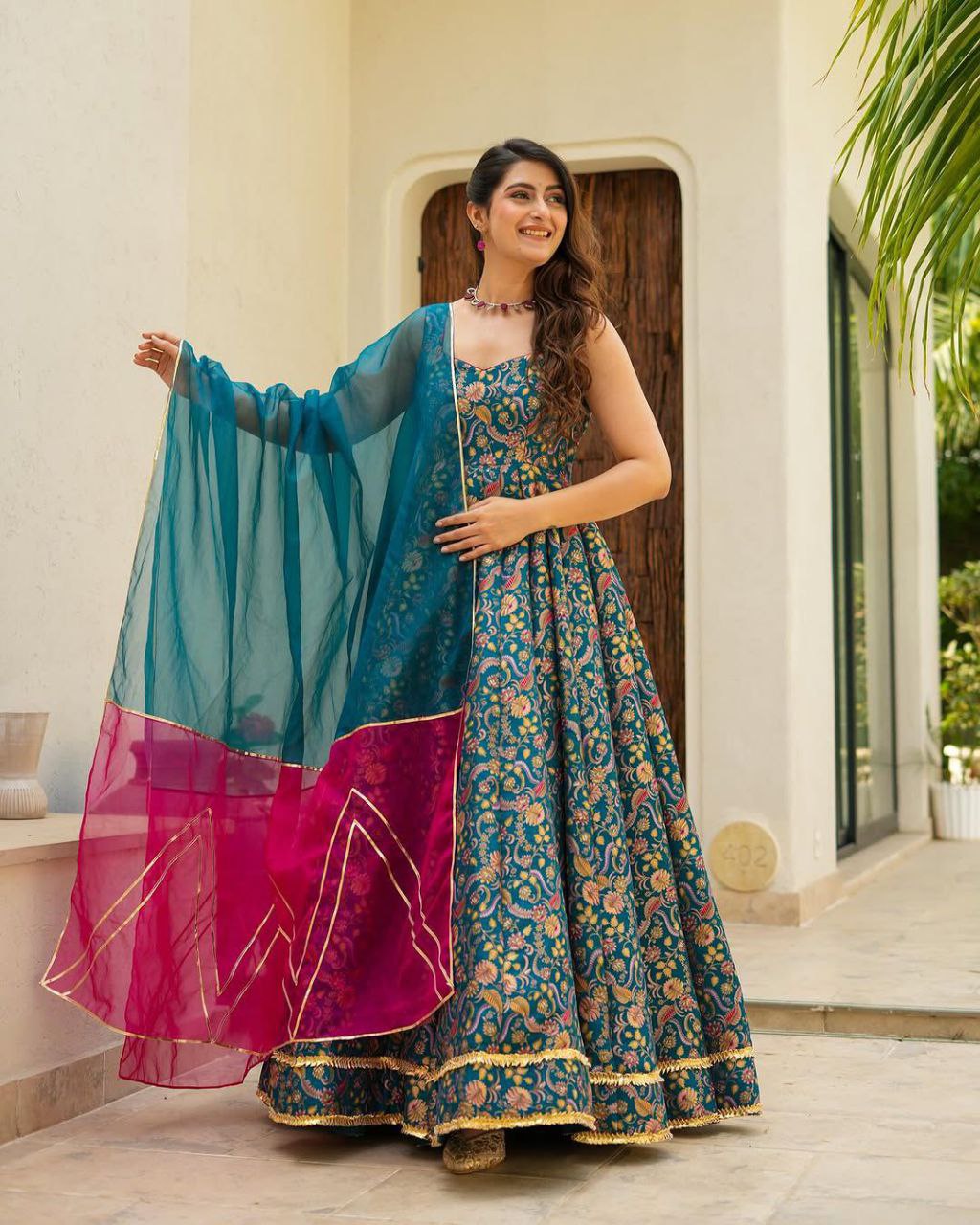 Pretty Designer Jimmy Organza Silk Anarkali Gown Collection.