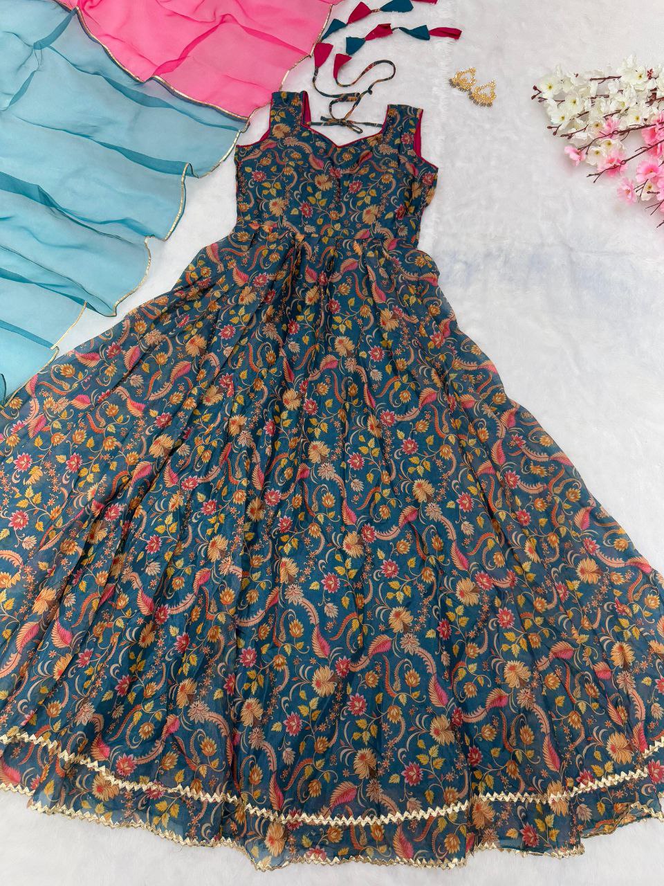 Pretty Designer Jimmy Organza Silk Anarkali Gown Collection.