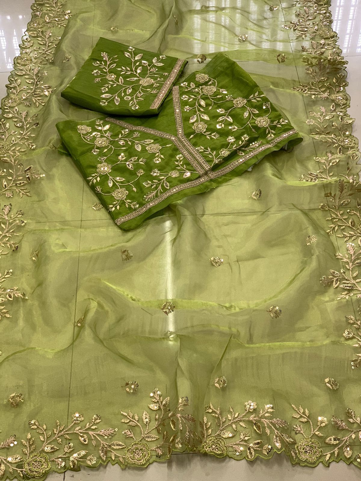 Mehndi Function Special New Designer Soft Organza Silk Saree Collection.