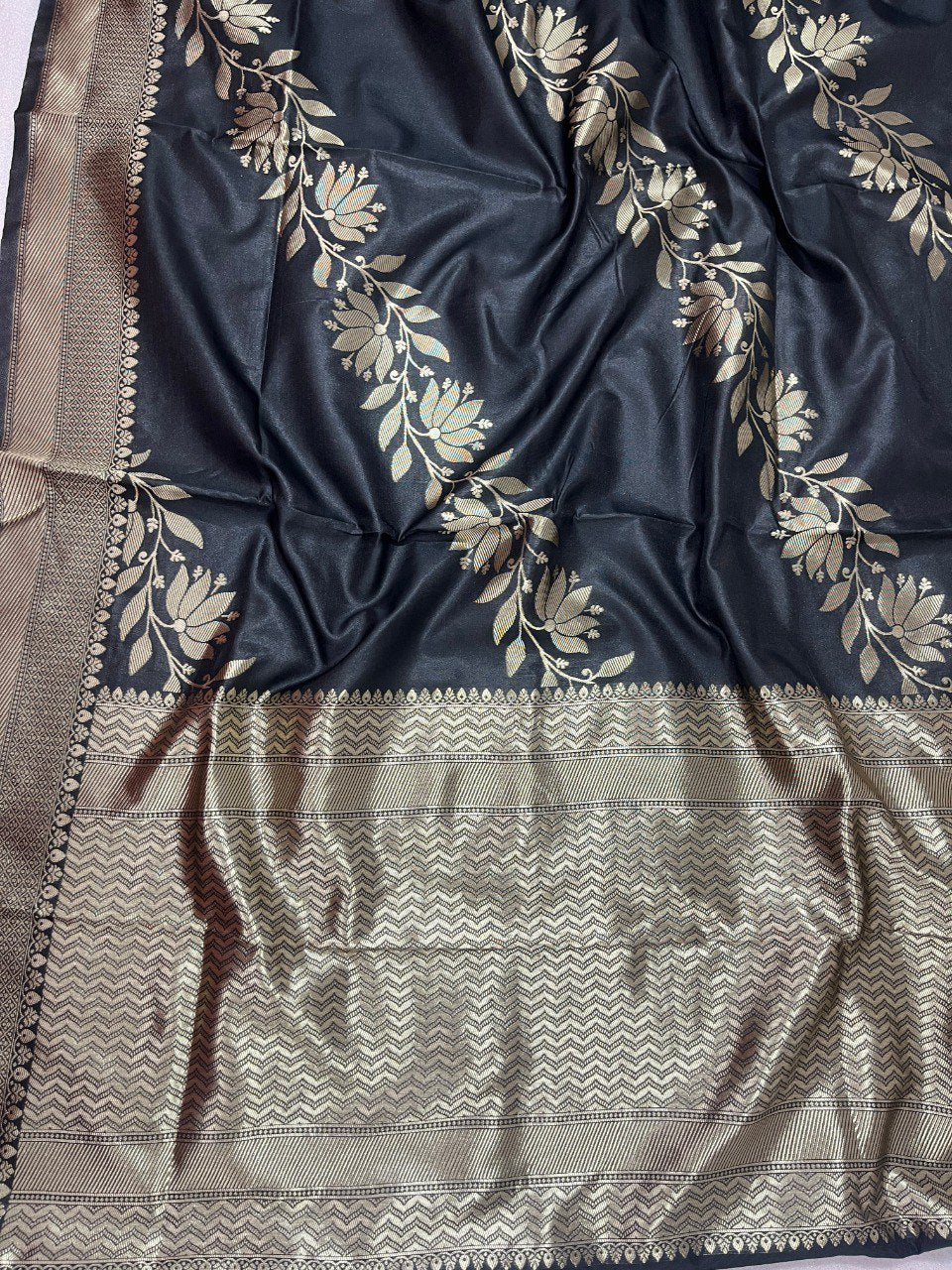 Party Wear Special Black Soft Banarasi Silk Saree Collection.