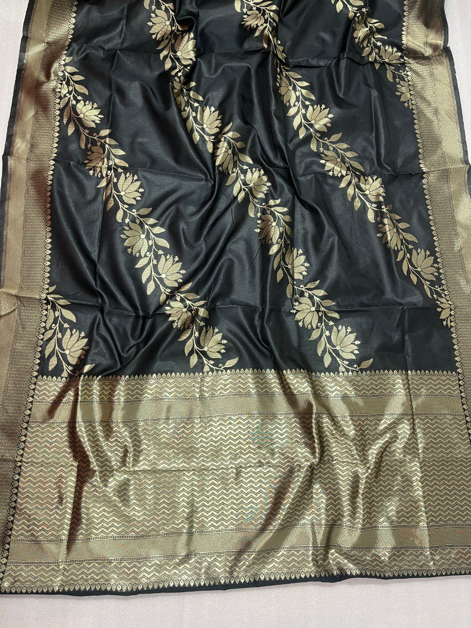 Party Wear Special Black Soft Banarasi Silk Saree Collection.