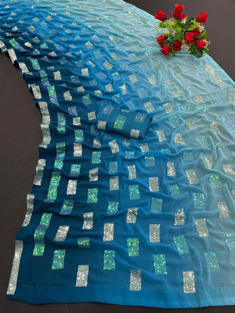 Party Wear Special Sequence Georgette Saree.